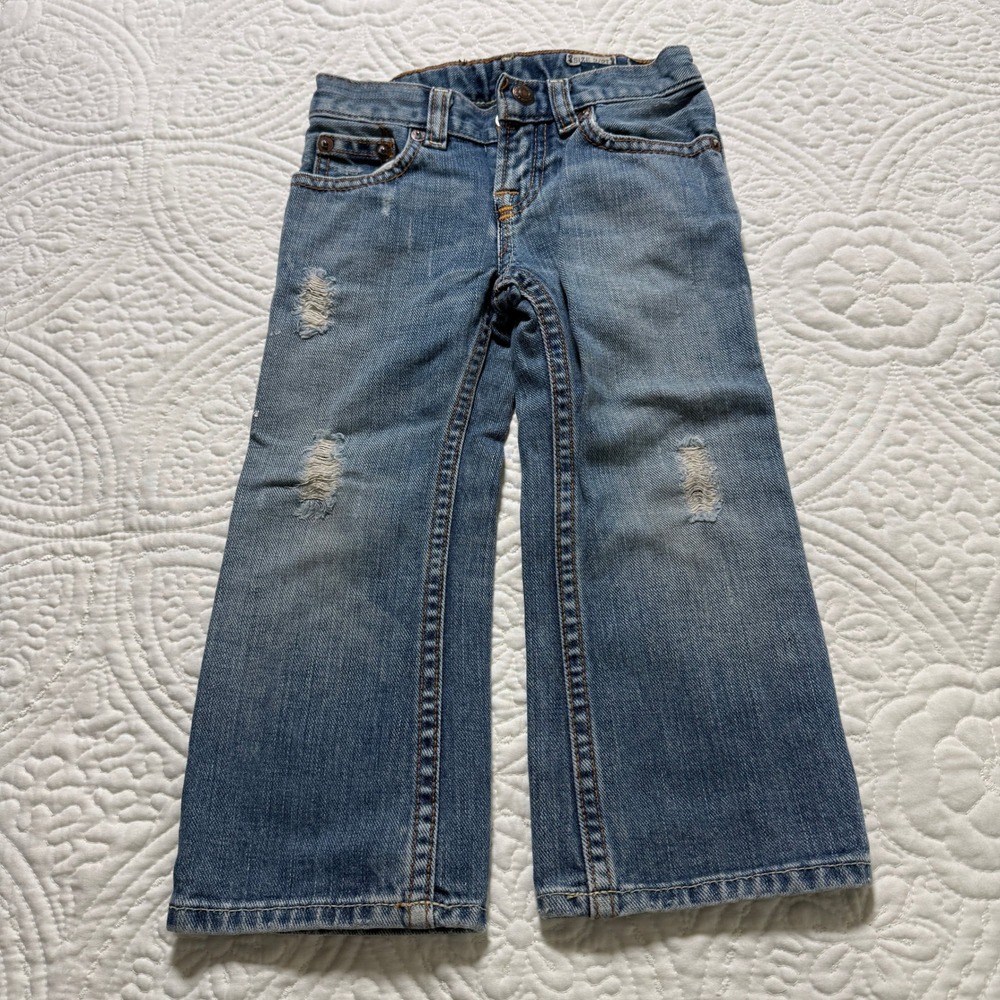 Polo Ralph Lauren Distressed Jeans Boys 2T Blue Straight Leg Adjustable Waist